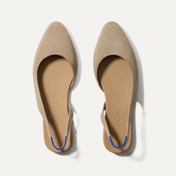 Rothy’s Almond Slingback Metallic Prosecco Flats Women’s 7 New - Picture 1 of 10